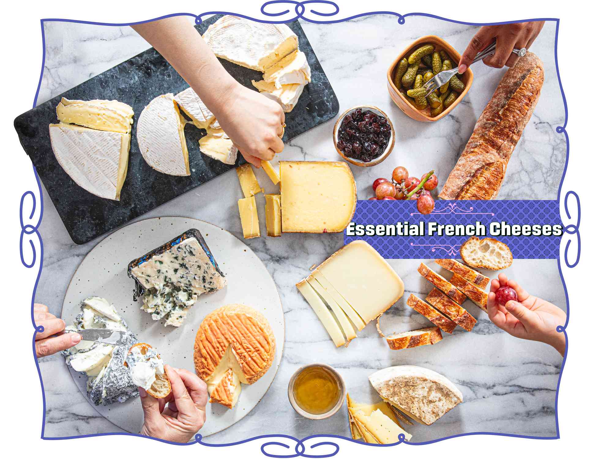 Overhead view of french cheese graphics