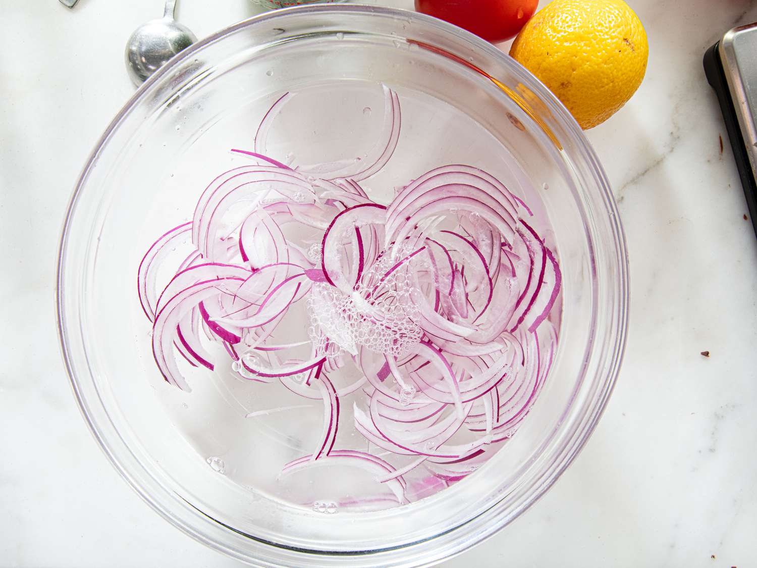 Overhead view of onions