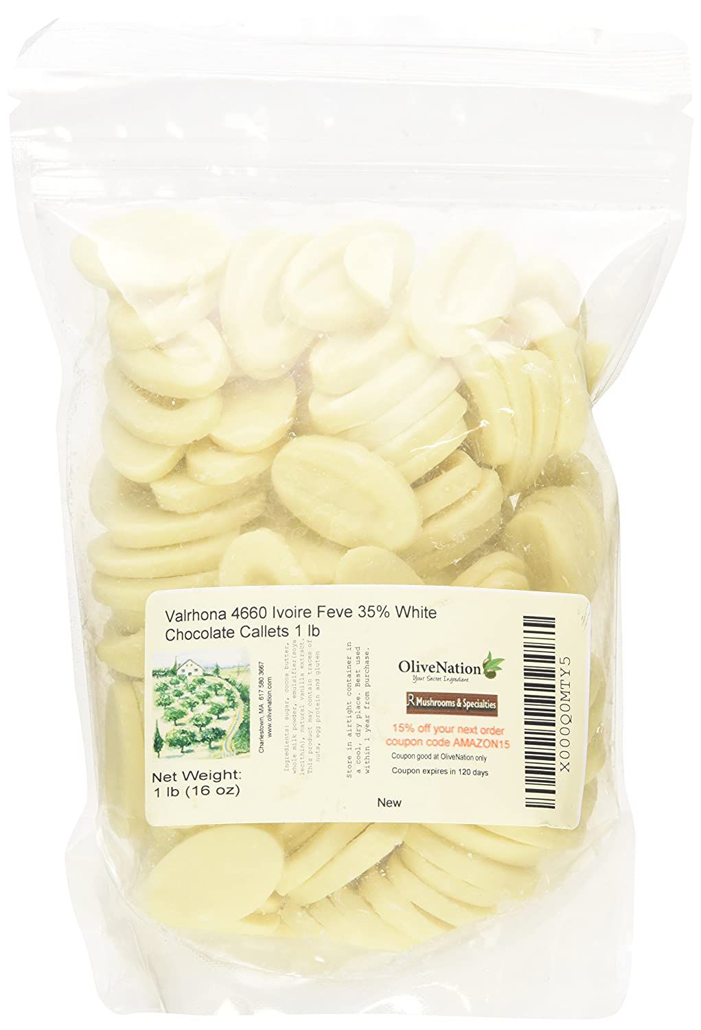 Valrhona Ivoire White Chocolate Feves, 1 Pound