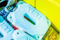 Yeti ice packs in a cooler with products