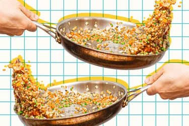 Graphic of flipping food in a skillet