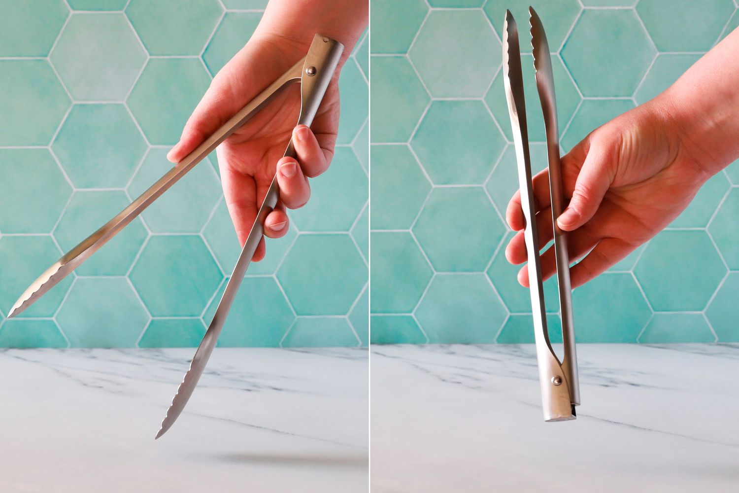 Hand holding the Material Kitchen The Only Tongs