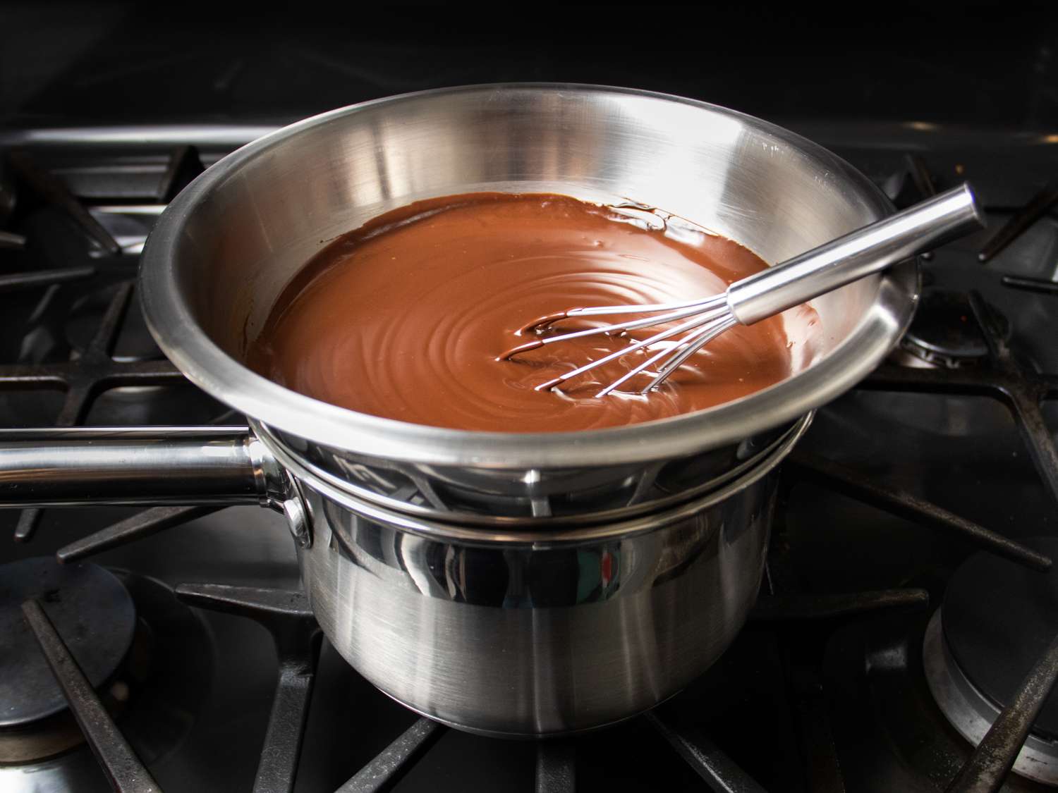 keeping chocolate sauce warm on a double broiler