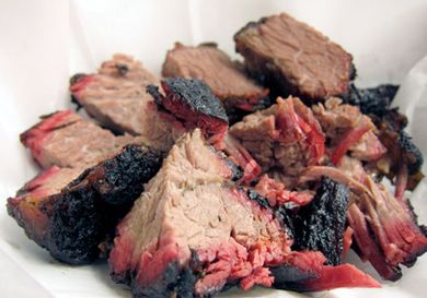 A plate of burnt ends of barbecued brisket, one of the prized bites among barbecue circles.