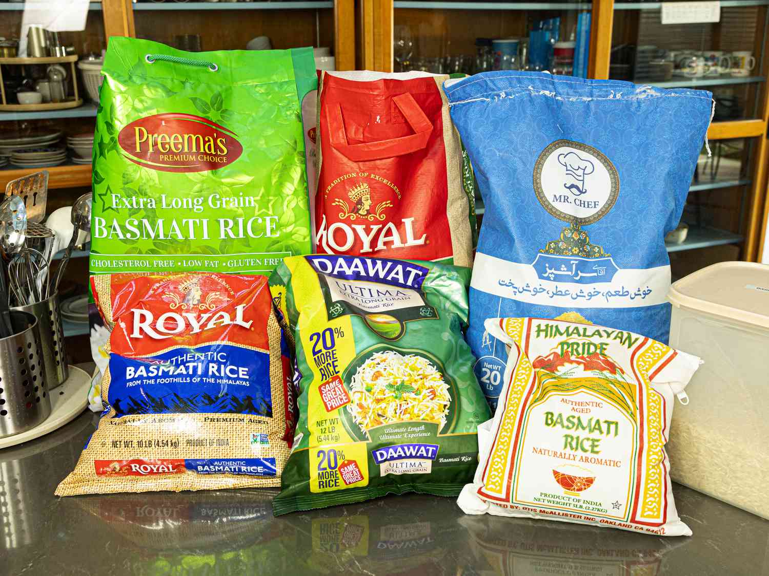 Various bags of rice