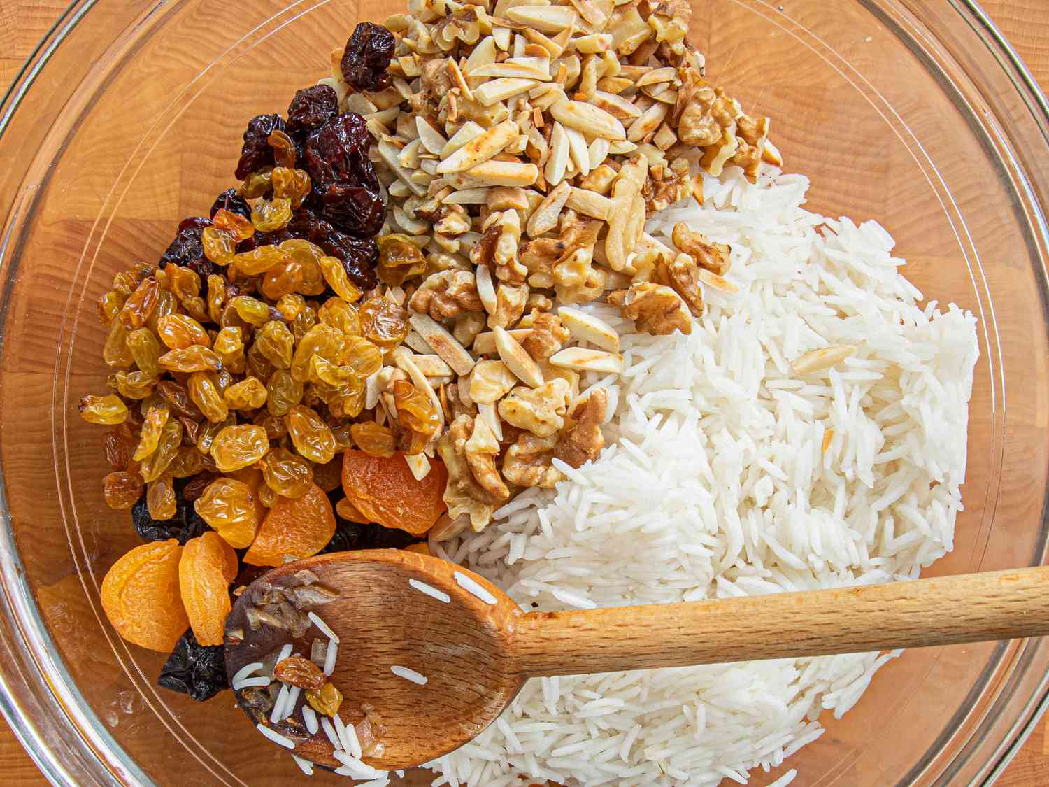 Overhead view of all ingredients in a bowl