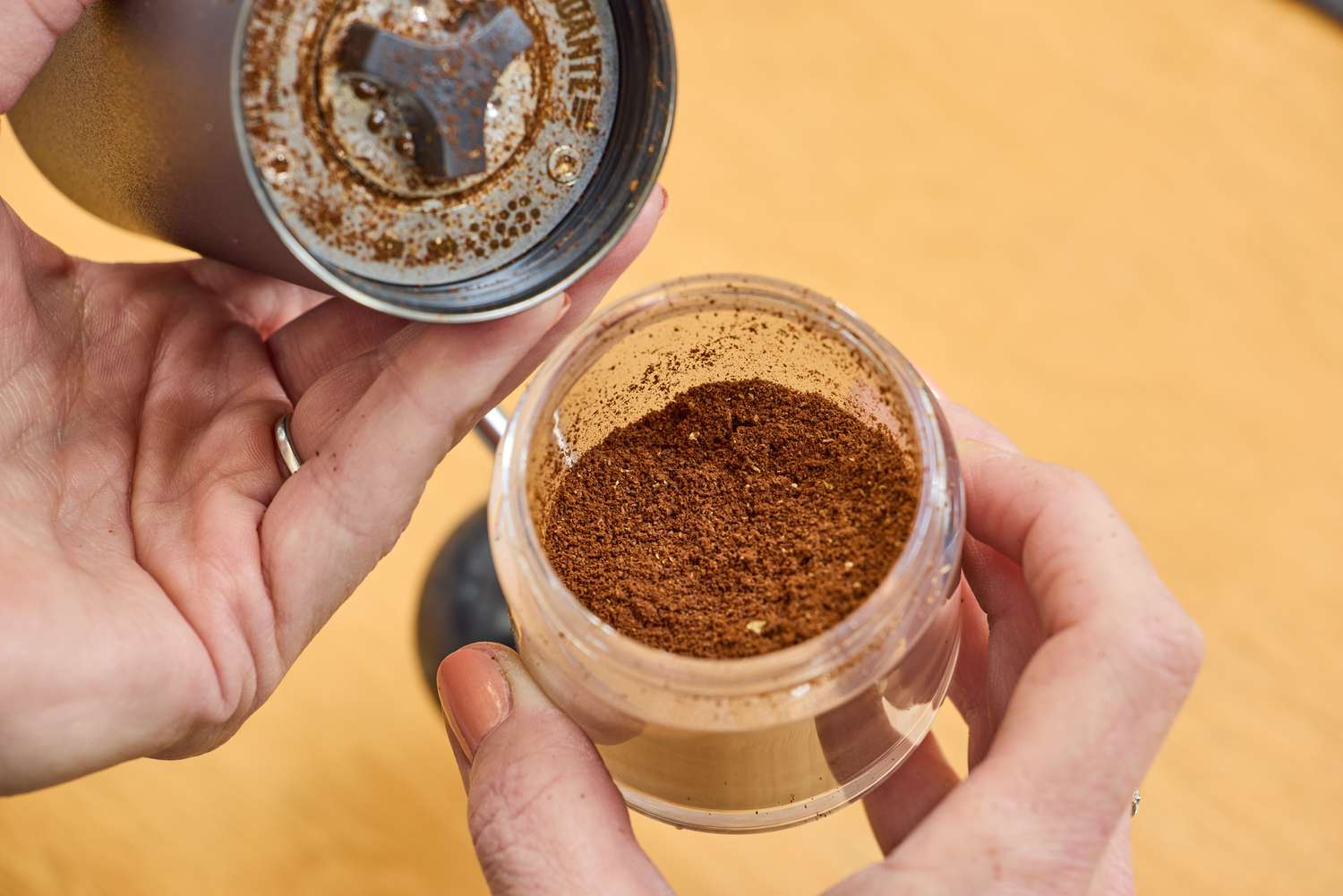 Coffee ground in the Comandante C40 Nitro Blade Grinder