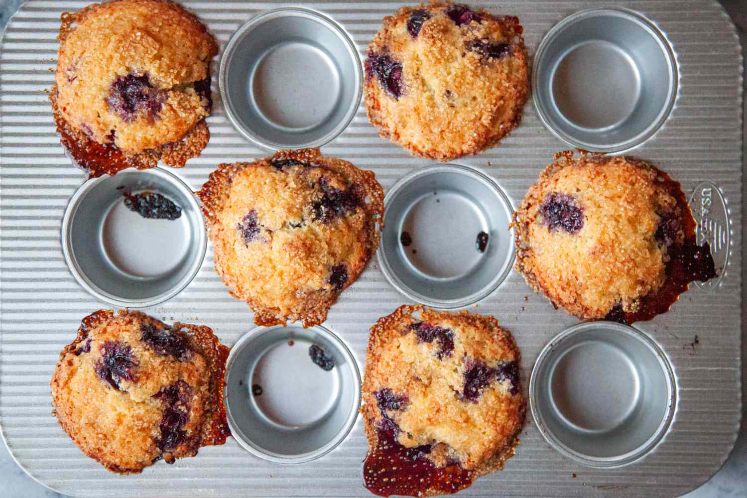 Blueberry muffins in the USA Pan Nonstick Muffin Pan