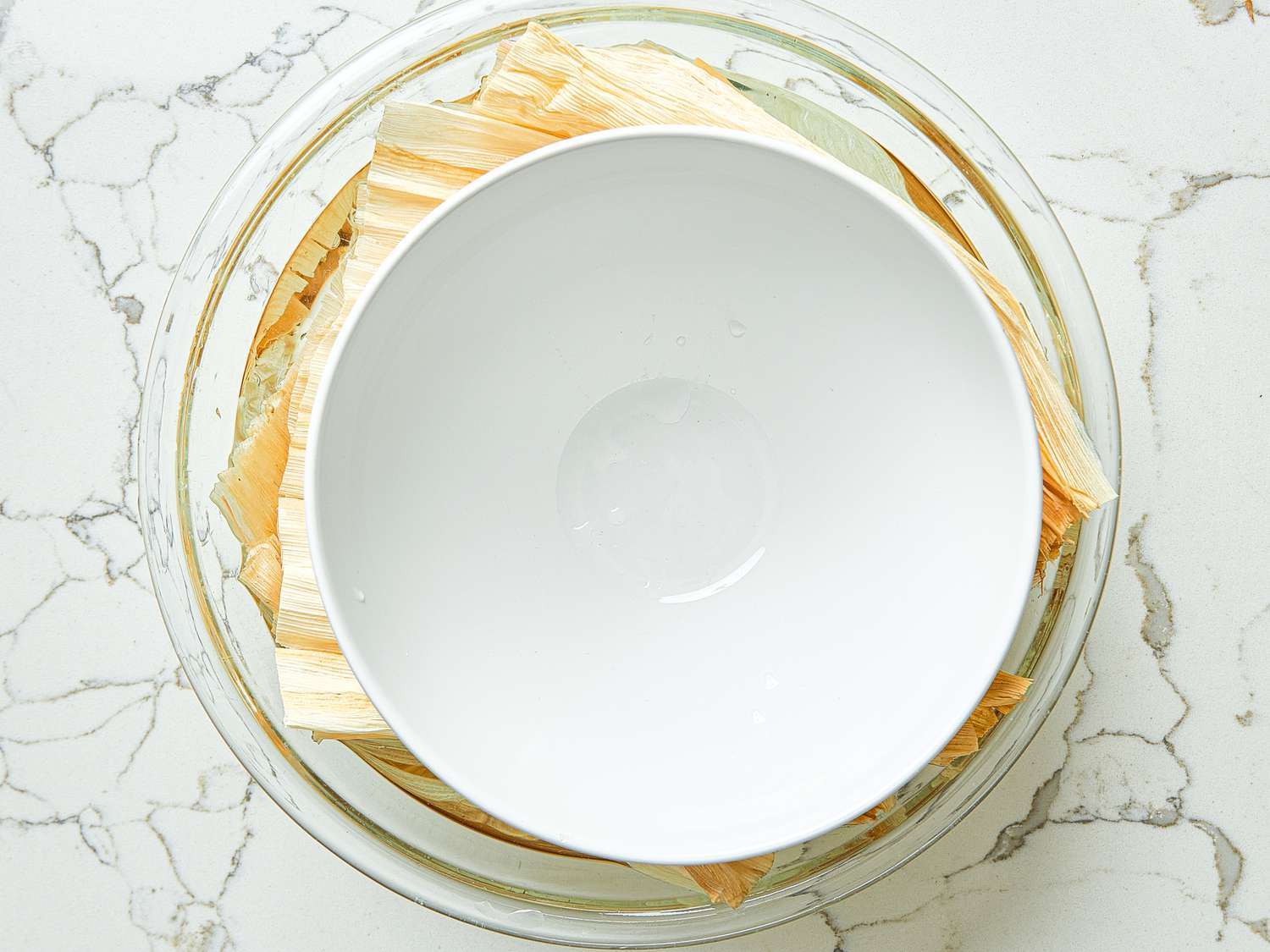 Overhead view of weighing husks down