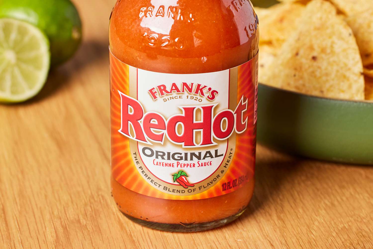 Close up of Frank's RedHot Original Cayenne Pepper Sauce