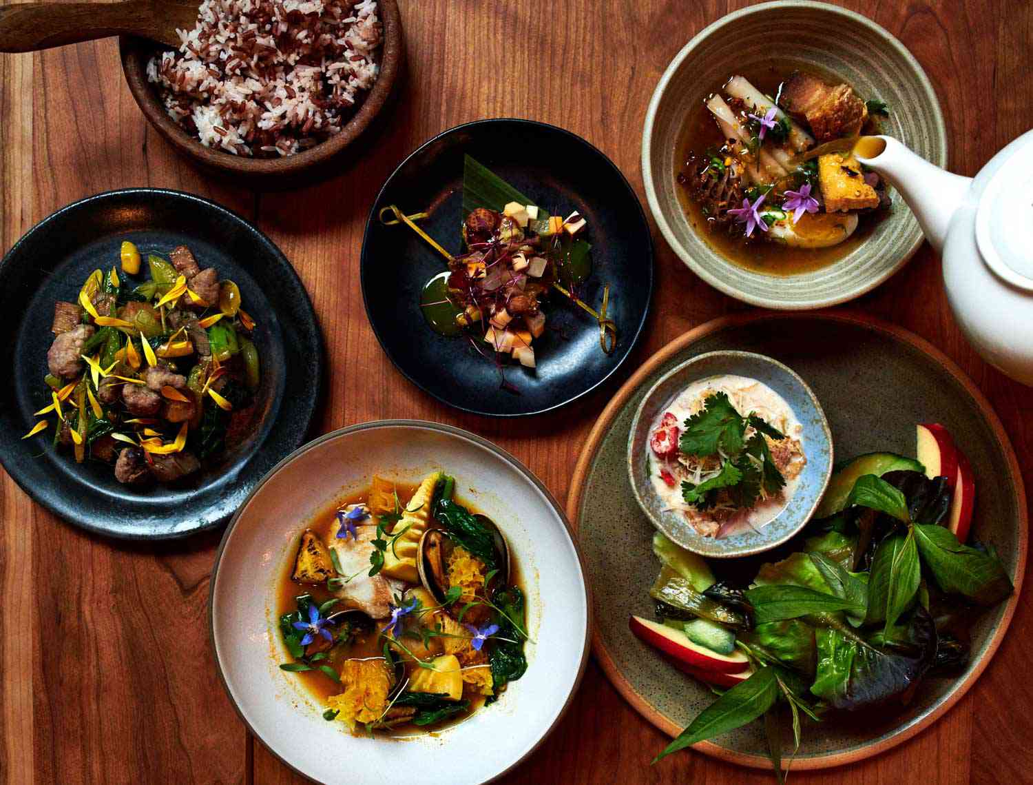 A spread of different dishes served at Langbaan