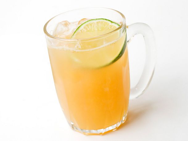 A Paloma Brava served in a glass mug over ice. 