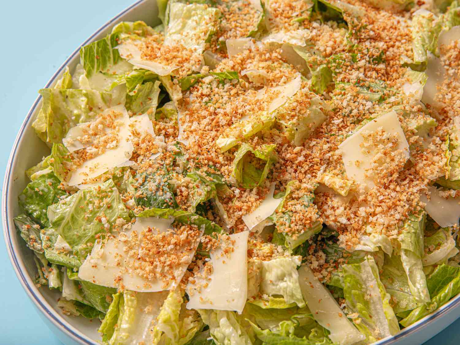 Overhead view of salad with breadcrumbs