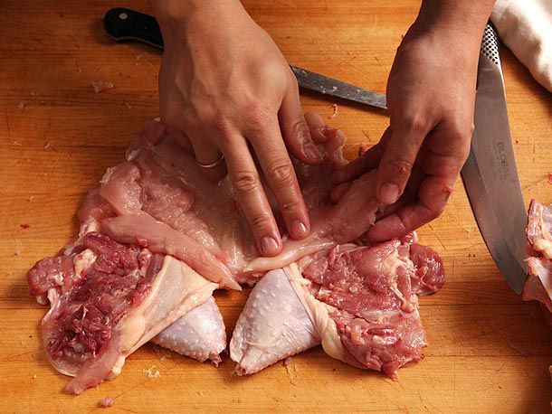Placing tenderloins between breasts and legs