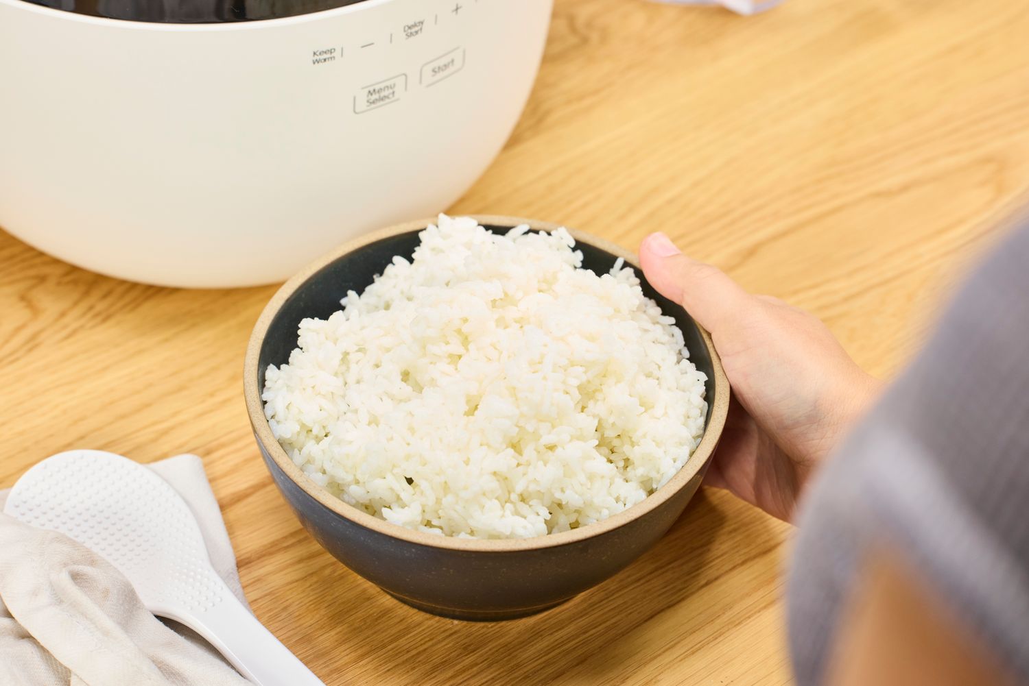 A bowl of rice made in the Instant Pot 20 Cup Multigrain Cooker