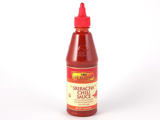 A bottle of Lee Kum Kee Sriracha 