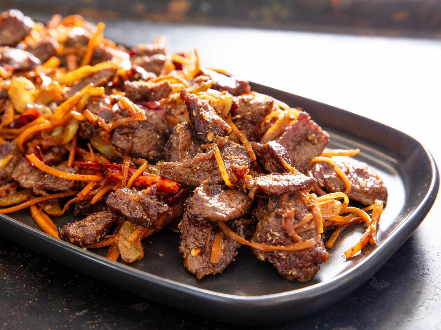 Sichuan dry-fried beef 