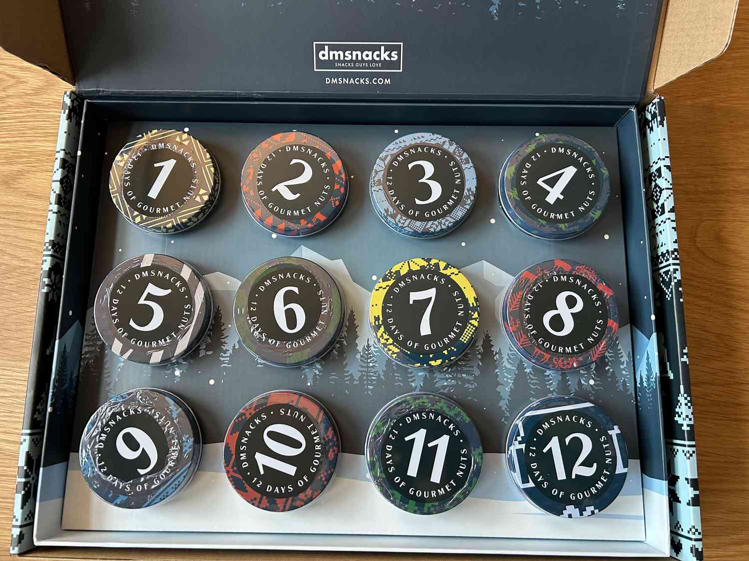 An Advent calendar full of 12 tins 