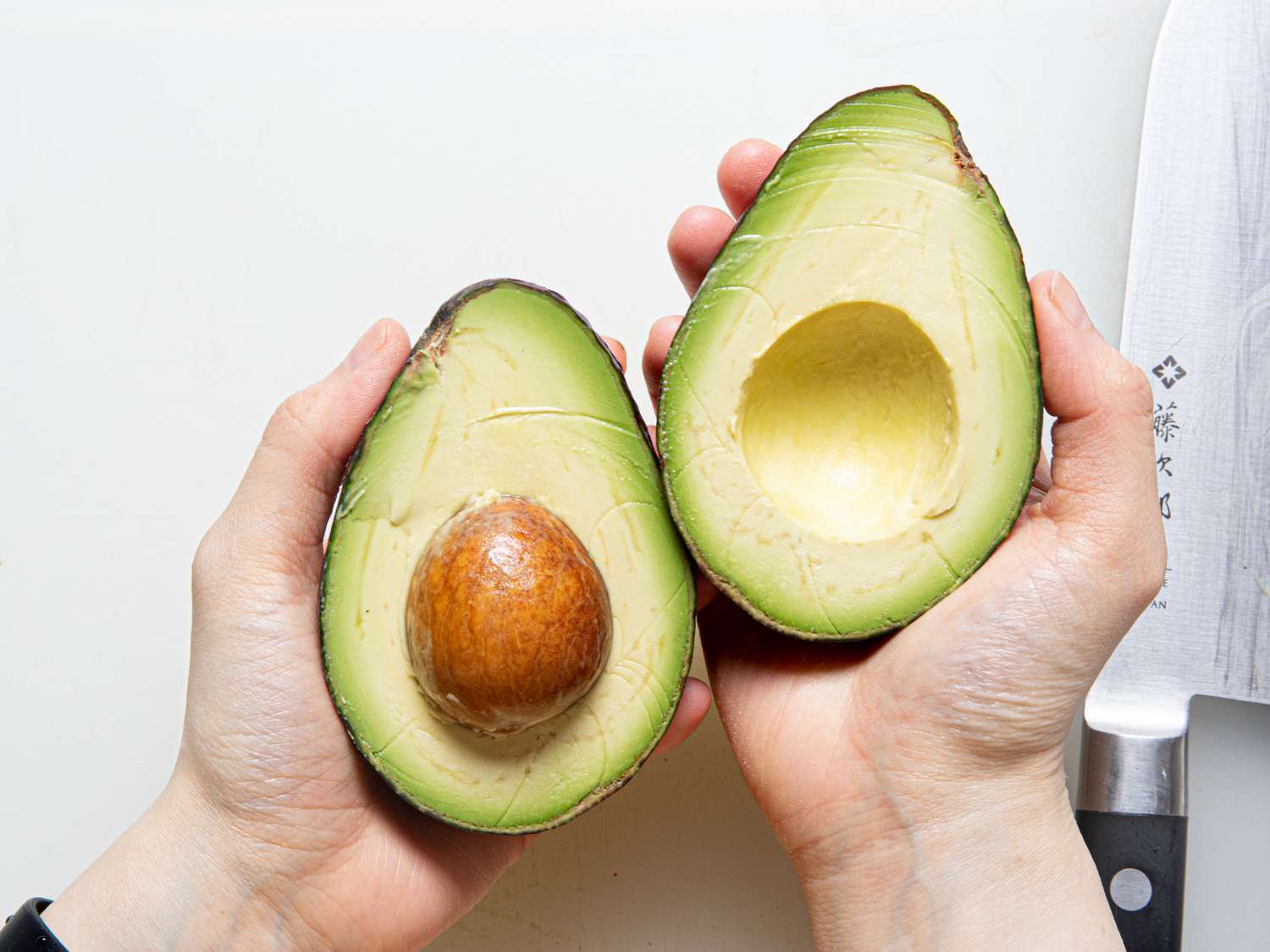 An avocado cut in half