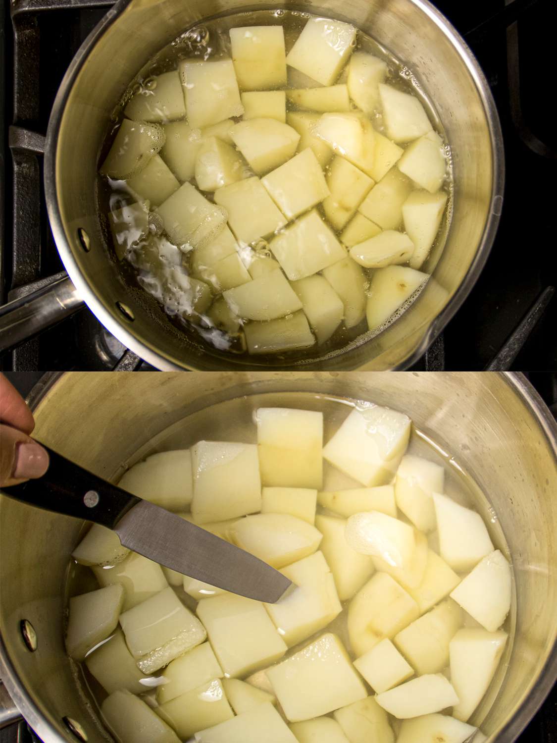 cooking potatoes until tender