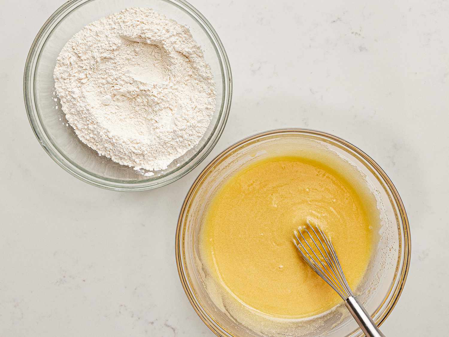 Overhead shot of mixture with flour 