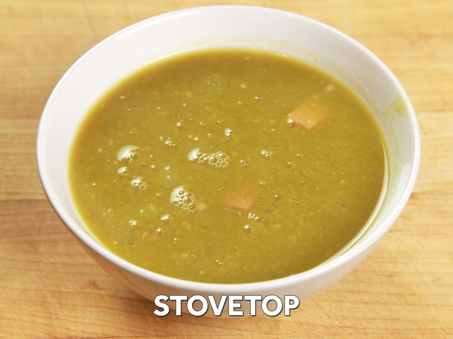 pea soup cooked in a dutch oven