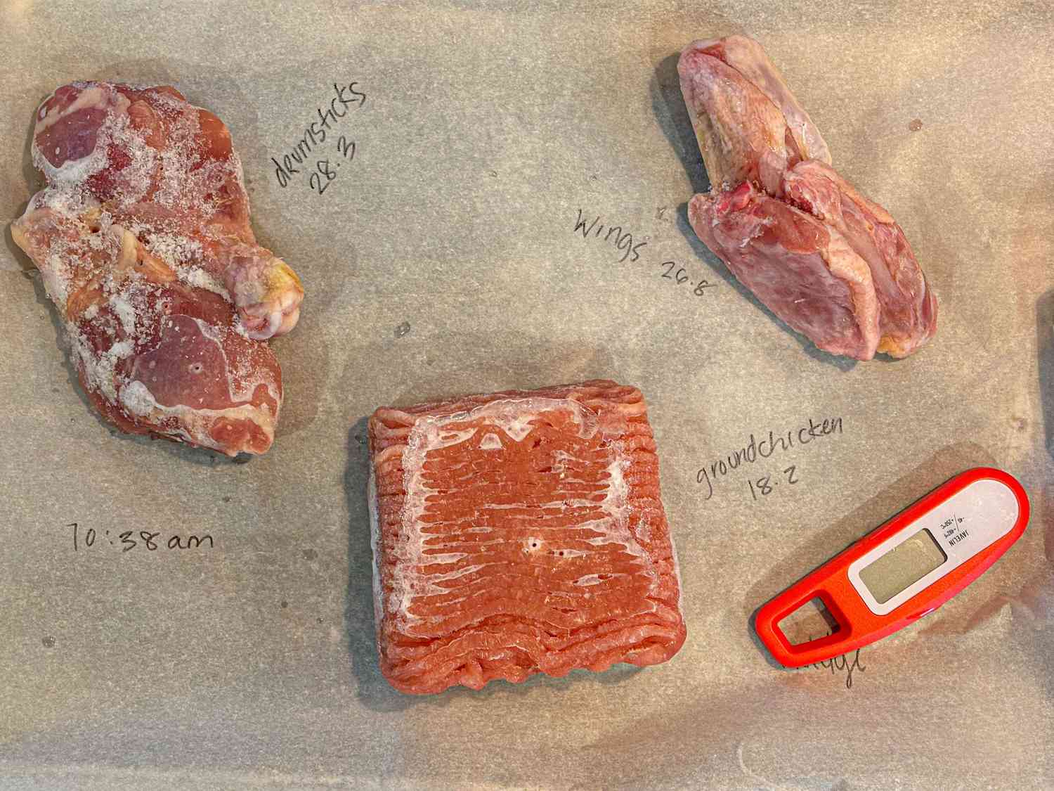 Overhead of frozen chicken 