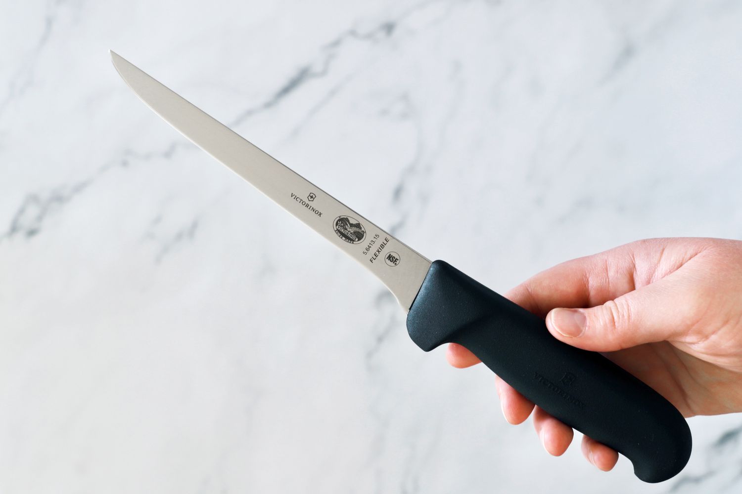 holding the victorinox boning knife