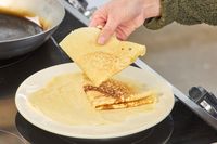 Crepes made in the Vollrath 12.5 Inch French Style Carbon Steel Fry Pan