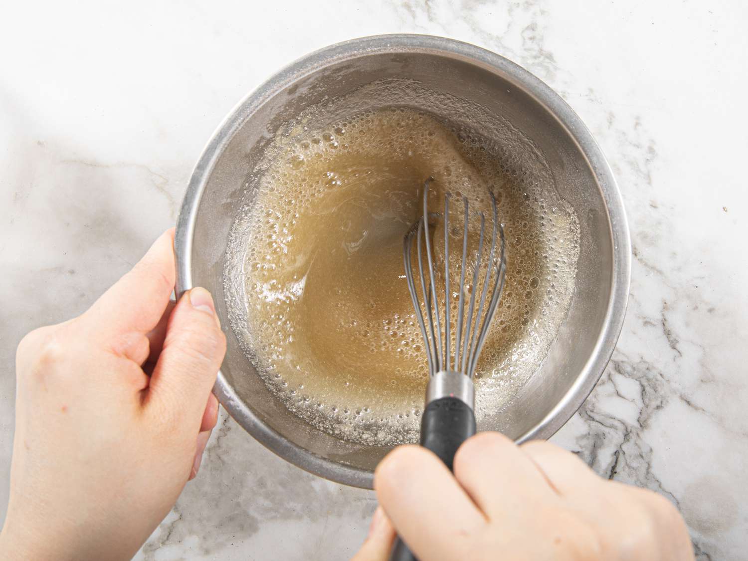 Overhead view of blooming gelatin