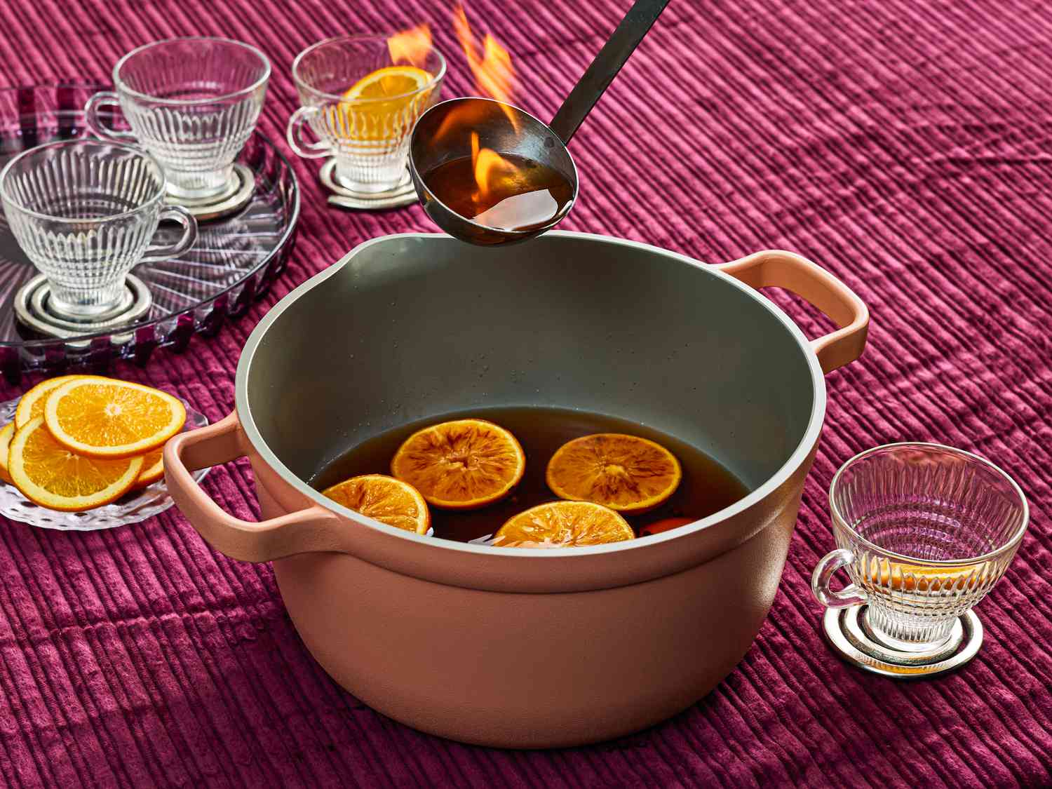 Overhead view of ladle on fire