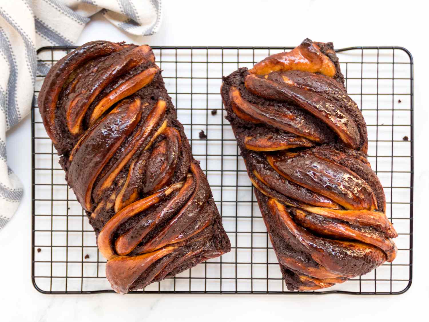 2 whole babkas on a cooling rack