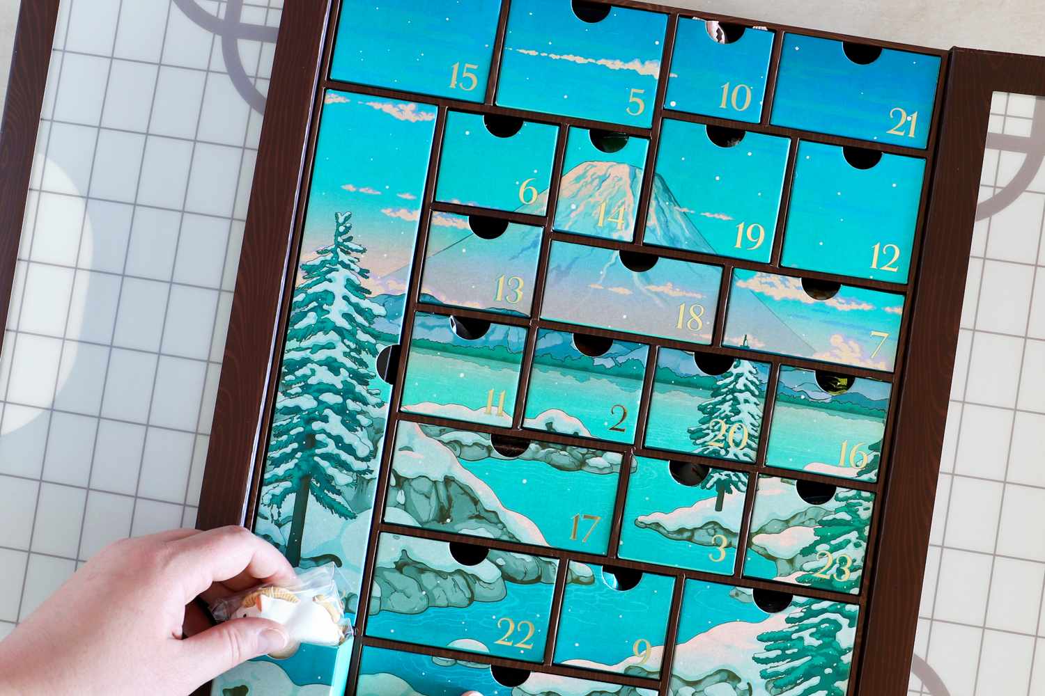 The interior of the Bokksu Advent Calendar