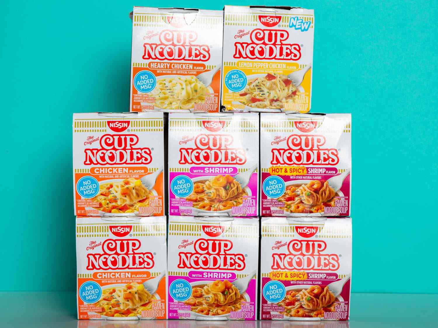 Selection of American Cup Noodles products