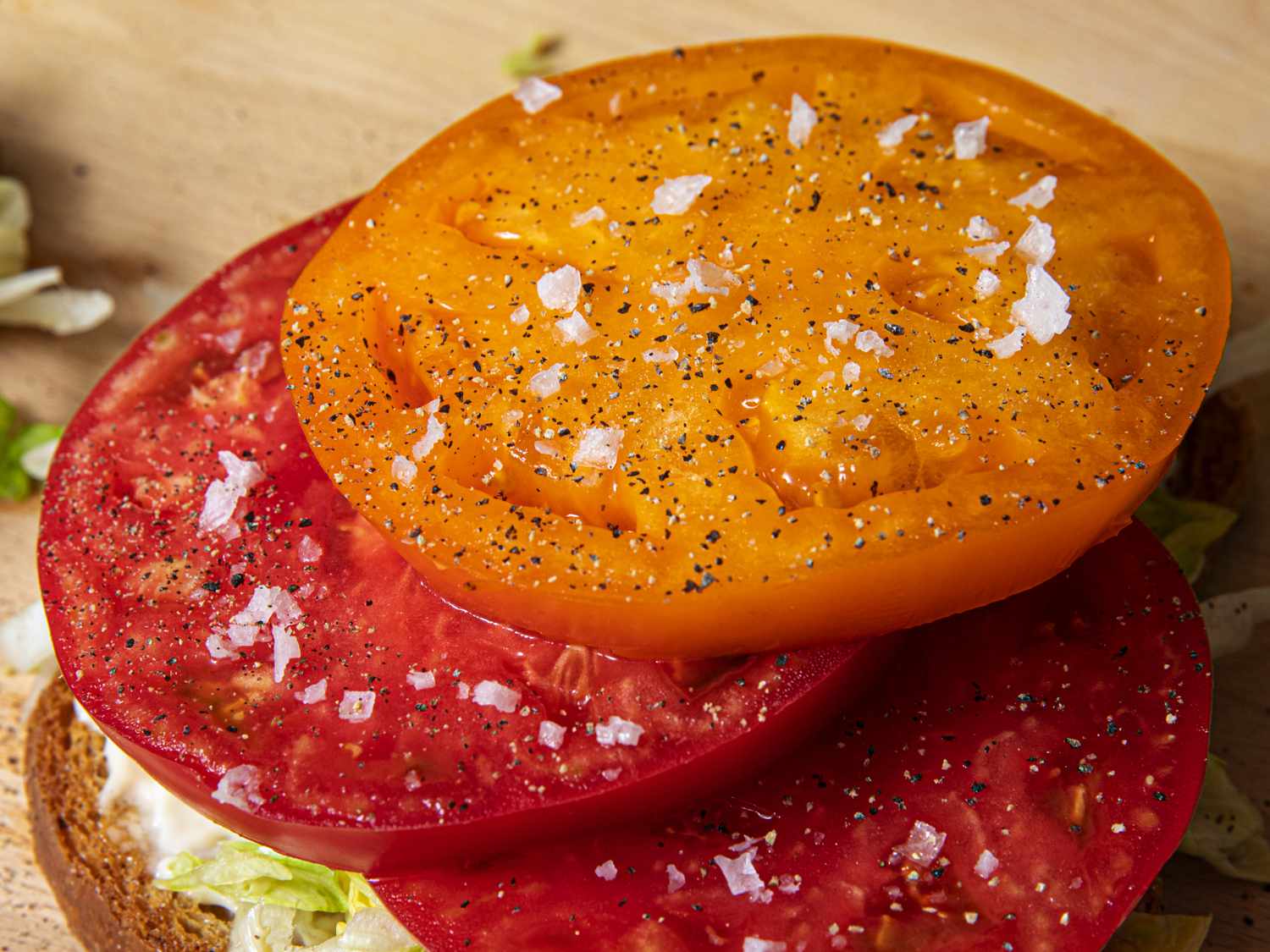 Tomatos with salt and pepper