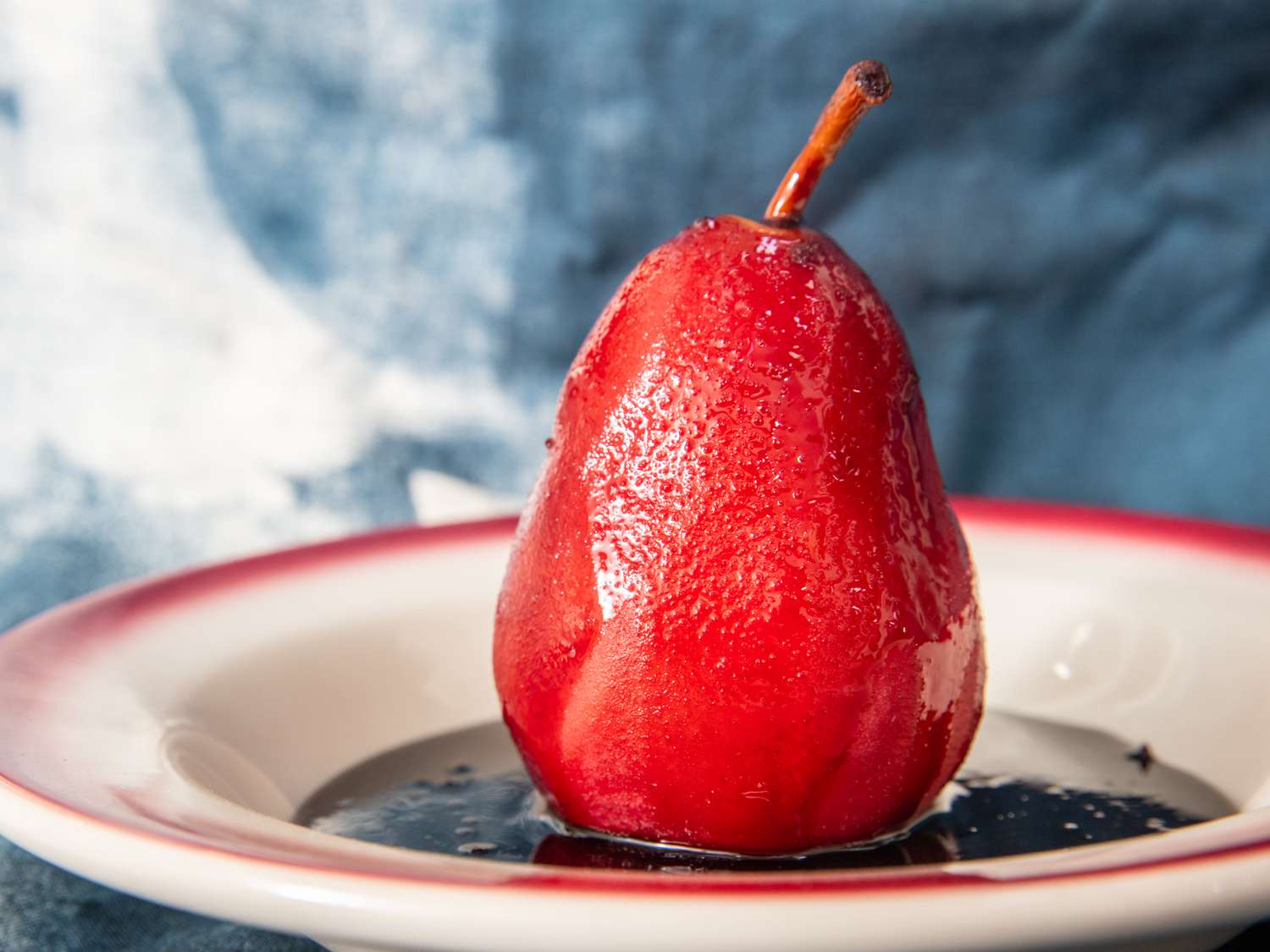 Side view of glazed pears
