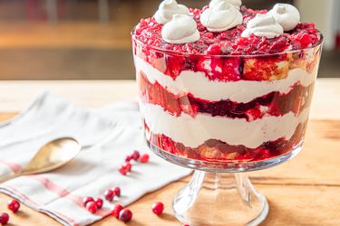 Cranberry trifle in a jar.