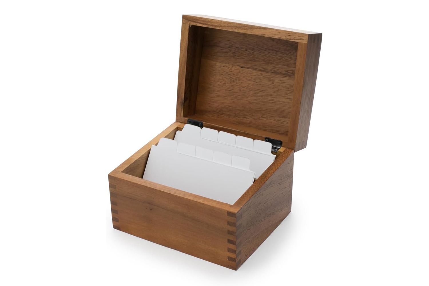 Ironwood Gourmet Acacia Wood Recipe Box with Divider Tabs