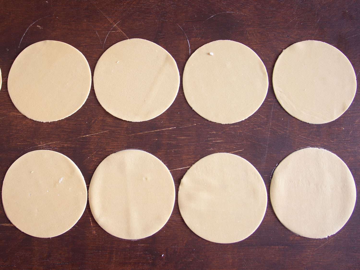 Rounds of ravioli dough