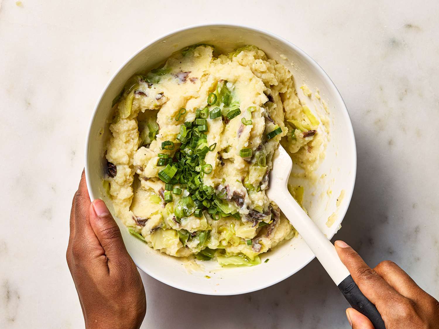 folding in scallions 