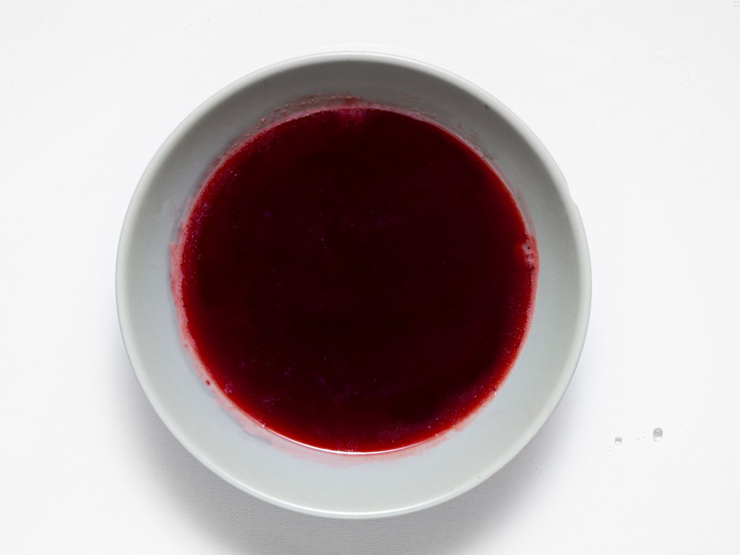 Overhead view of raspberry sauce