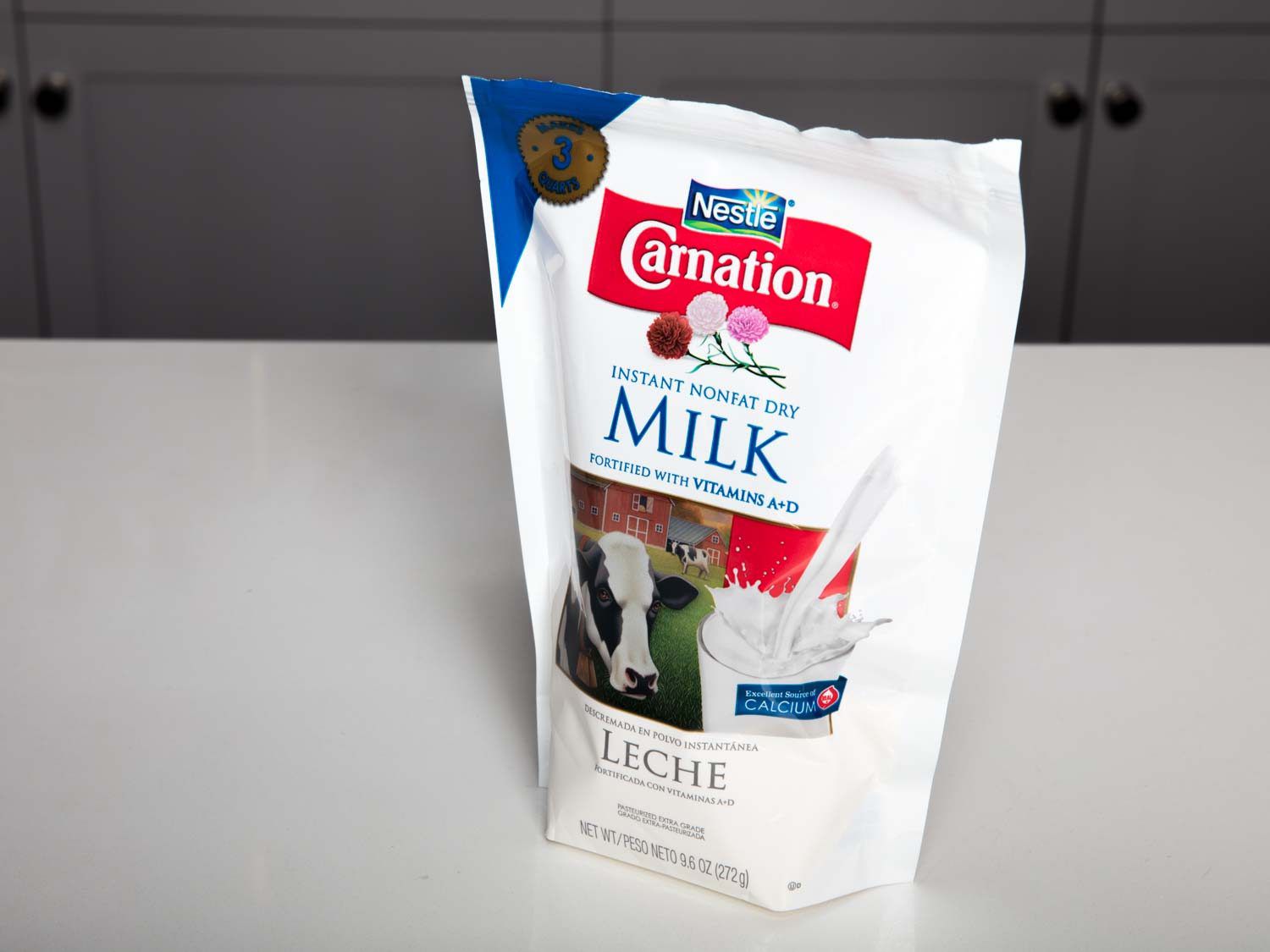 A pouch of Carnation instant milk powder.
