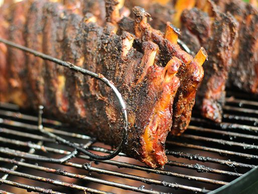 The finished ribs, ready to take off the smoker.