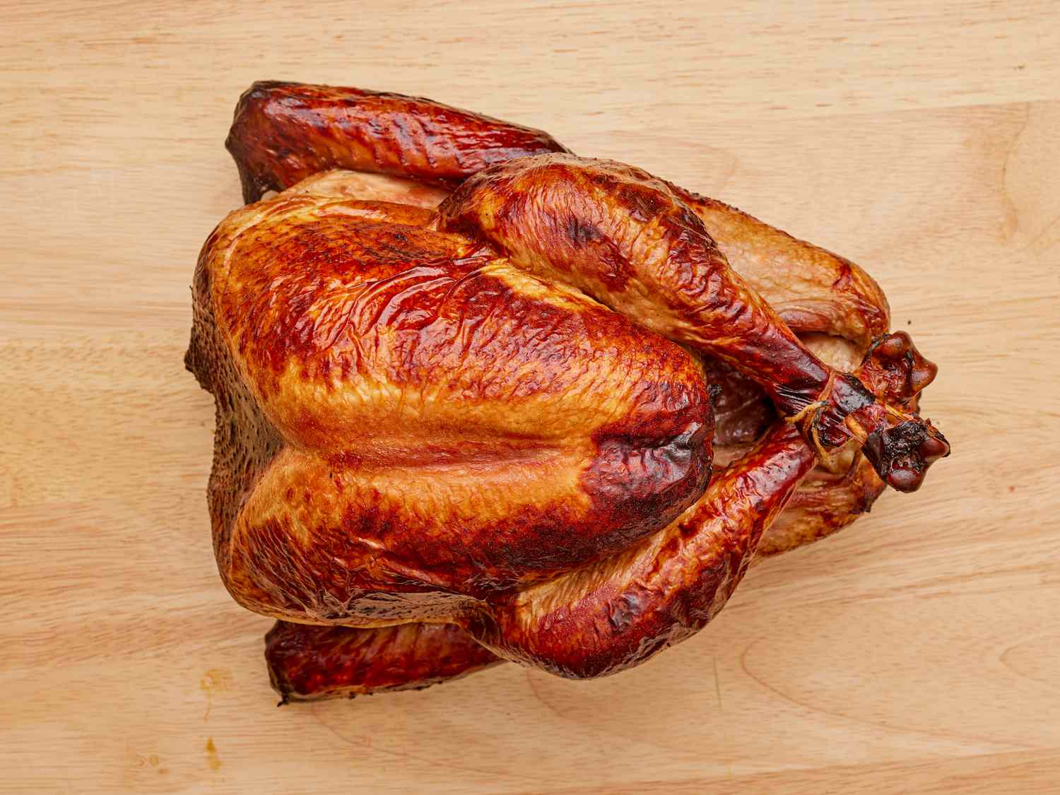 Overhead view of smoked turkey