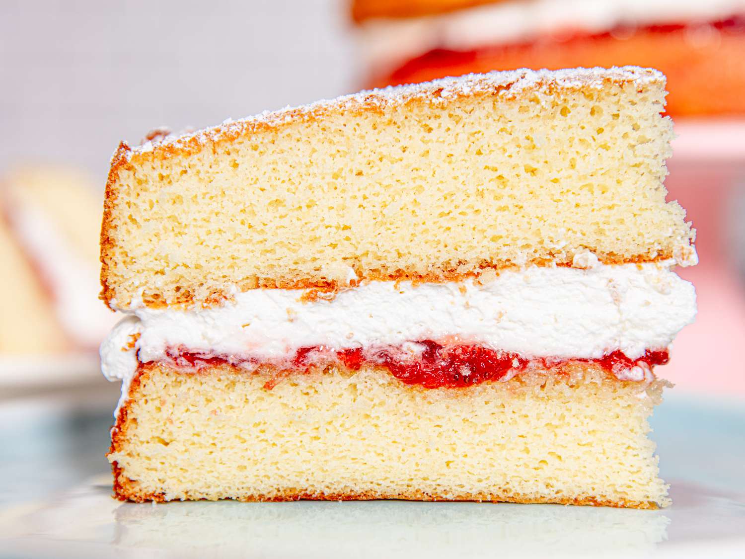 Side view of Victoria Sponge Cake