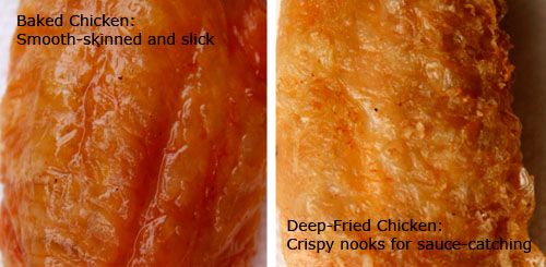 Comparison of baked and deep fried chicken wing skin