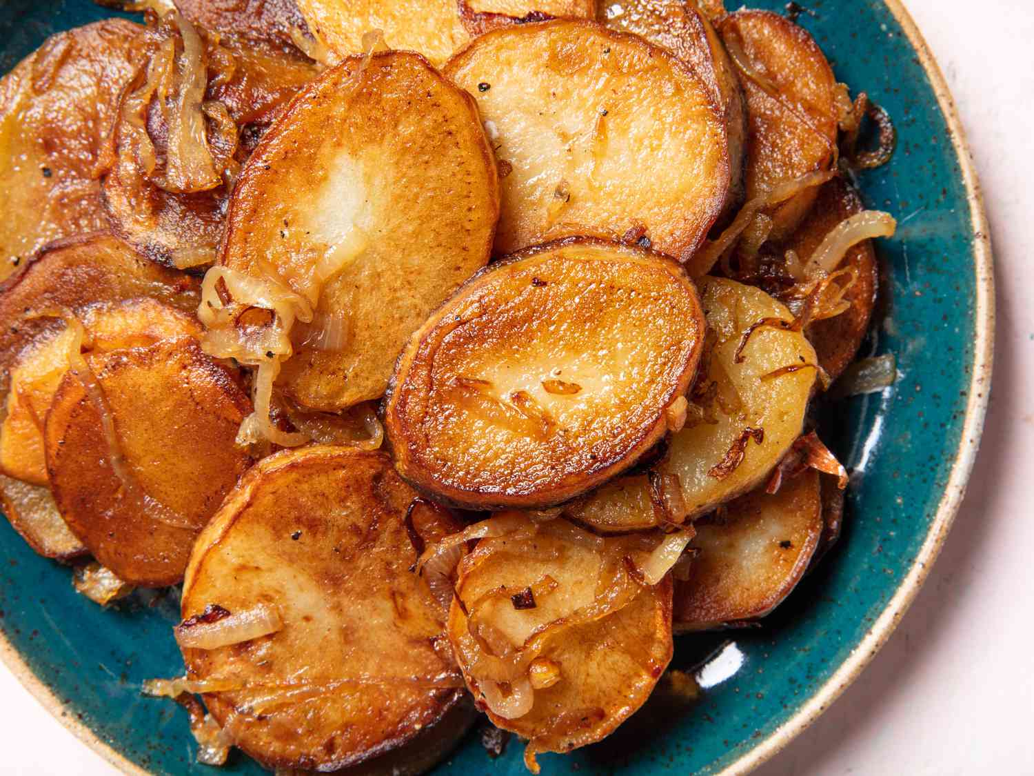 up close shot of lyonnaise potatoes