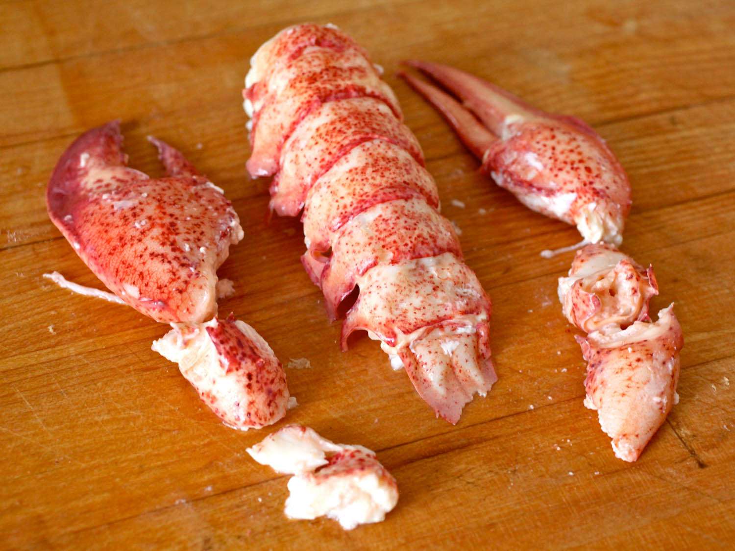 Shelled lobster tail and claw meat.
