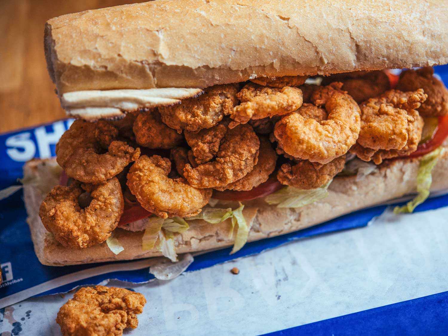 The shrimp po'boy at Melba's.