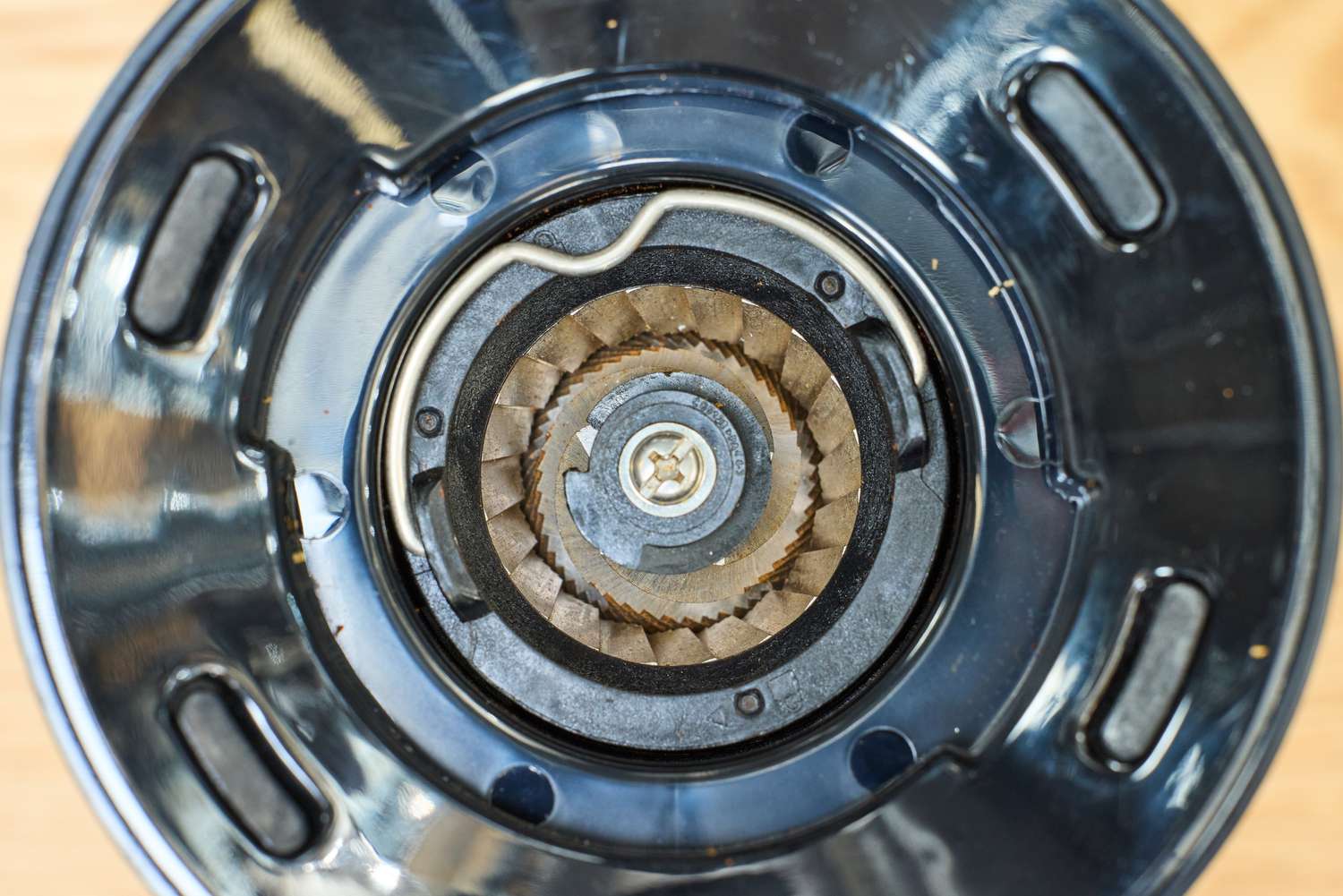 The blades on the inside of the OXO Brew Conical Burr Coffee Grinder